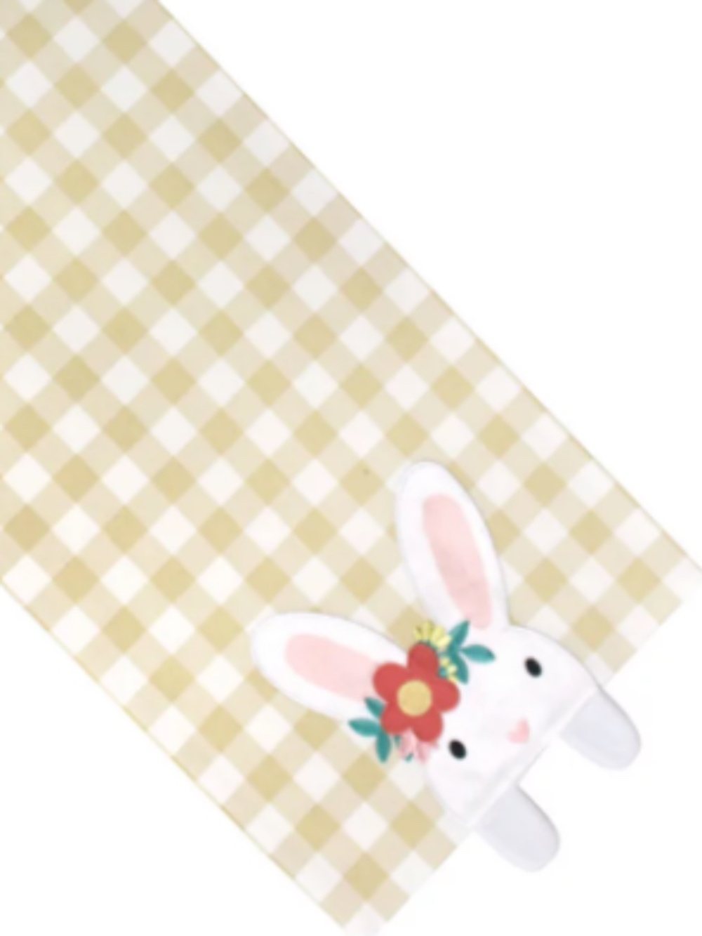 Table Runner Celebrate Easter Together Peeking Bunny Rabbit Check 13" x 36" NEW